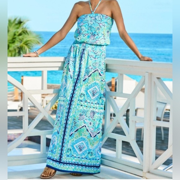 NWT! Lilly Pulitzer Marnie Maxi Dress in Blue Ibiza - Picture 1 of 13